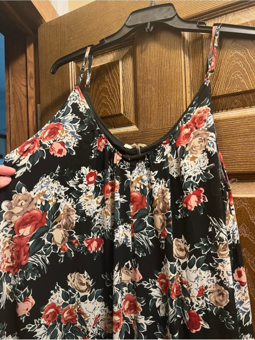 entro Black Floral Maxi Dress with Red and Cream Blooms - Picture 4 of 8
